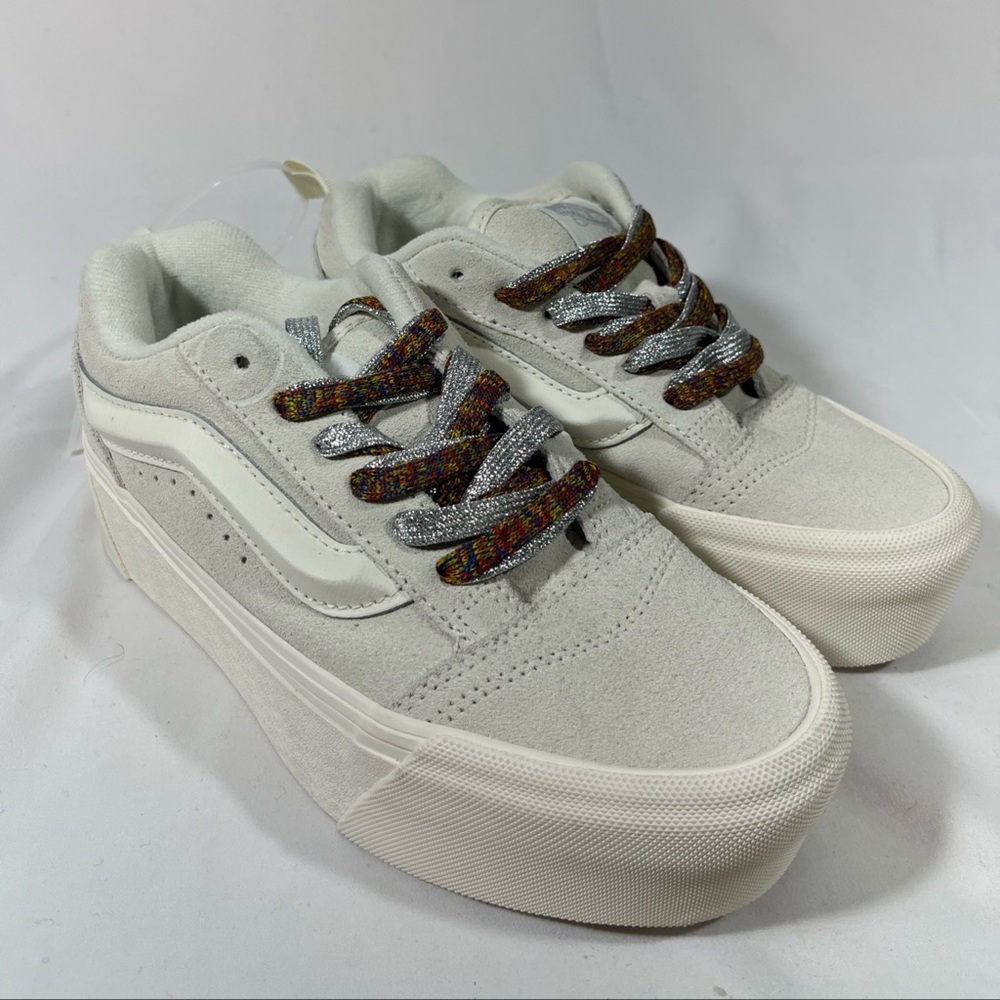 VAN KNU STACK SUEDE SNEAKER MULTI LACES‎ PLATFORM SZ 4.5 MEN 6 WOMEN WHITE NEW